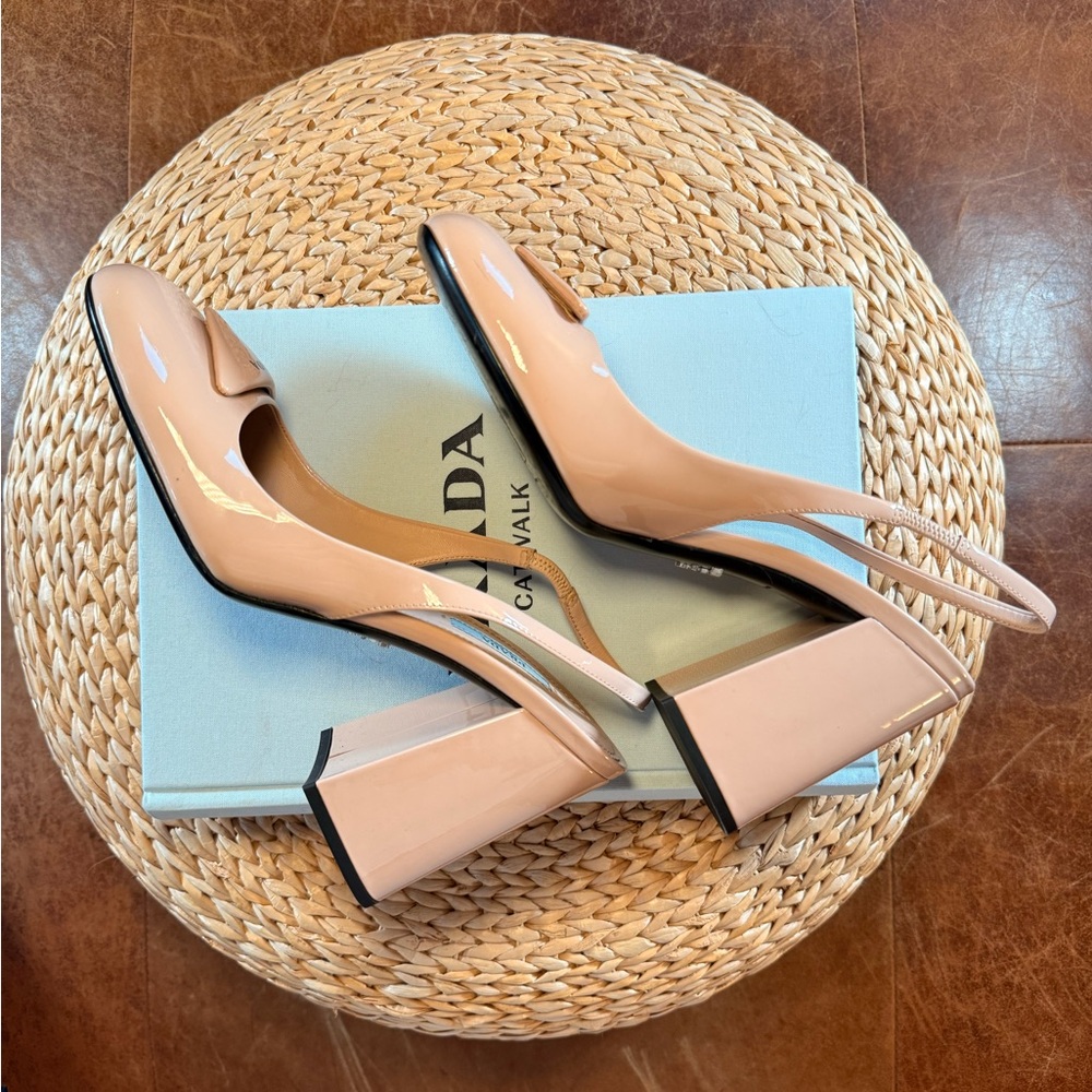Prada Patent Leather Nude Slingback Pumps - Picture 5 of 16
